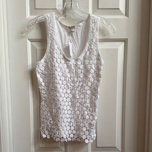 J. Crew White Textured Tank Top